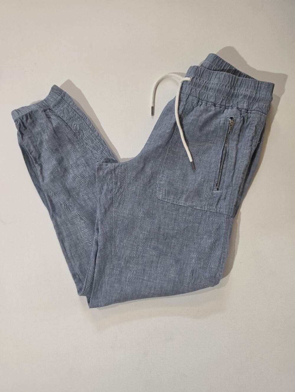 Athleta Linen Utility Joggers Womens Size 2 Blue High High Rise